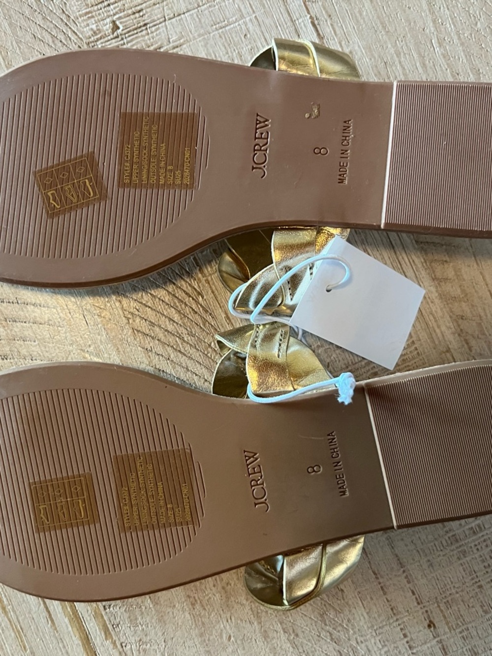J. Crew Metallic Gold Braided Slide On Sandals Size 8 NWT - Picture 2 of 3